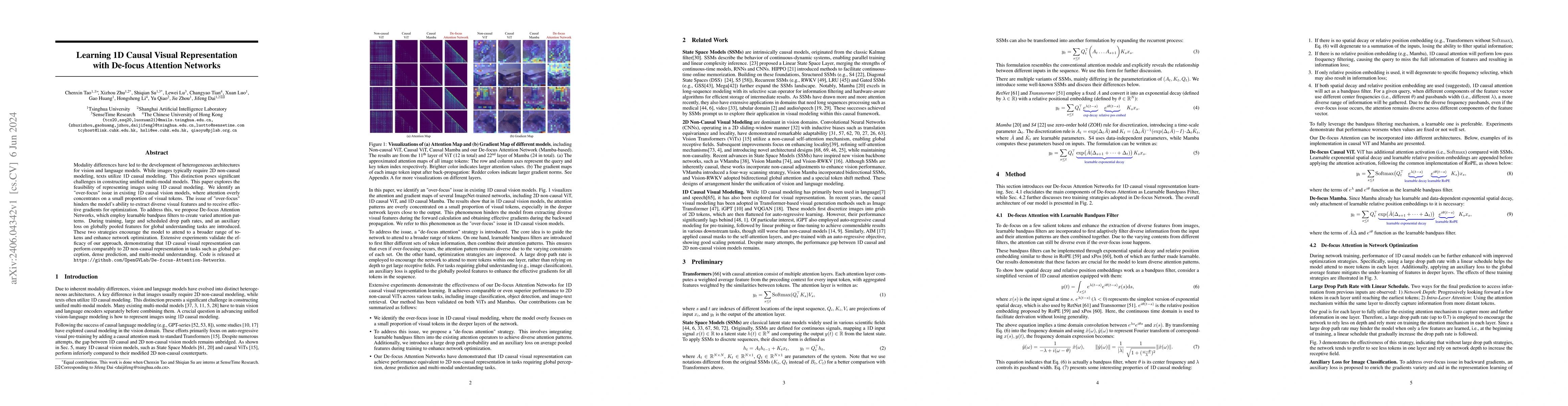 Thumbnail for Learning 1D Causal Visual Representation with De-focus Attention
  Networks