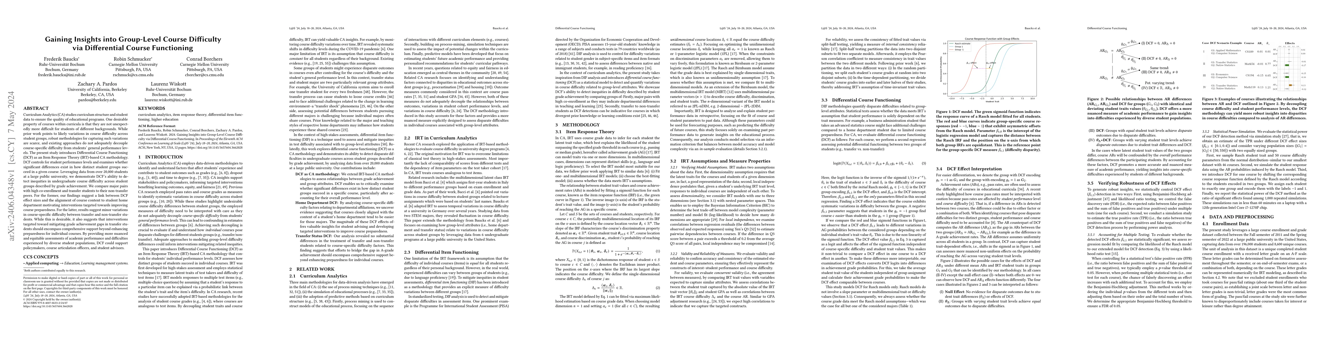 Thumbnail for Gaining Insights into Group-Level Course Difficulty via Differential
  Course Functioning