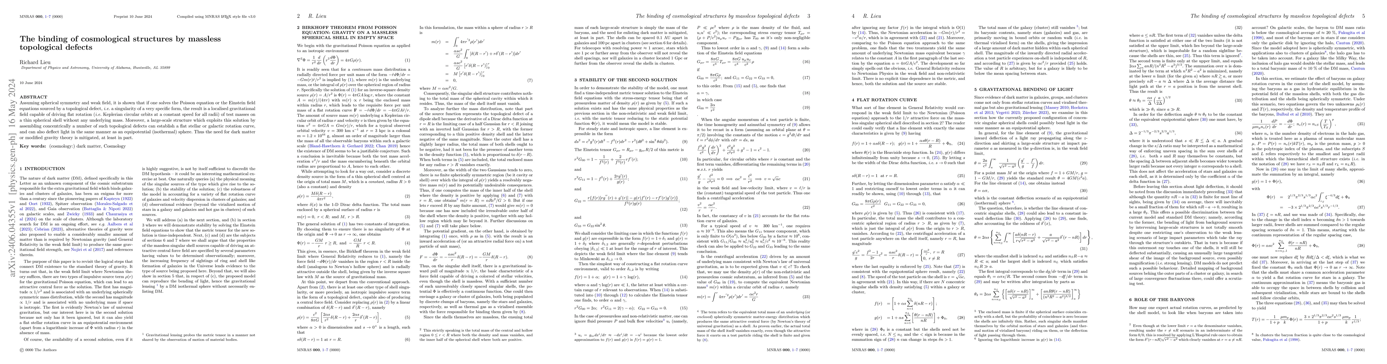 Thumbnail for The binding of cosmological structures by massless topological defects