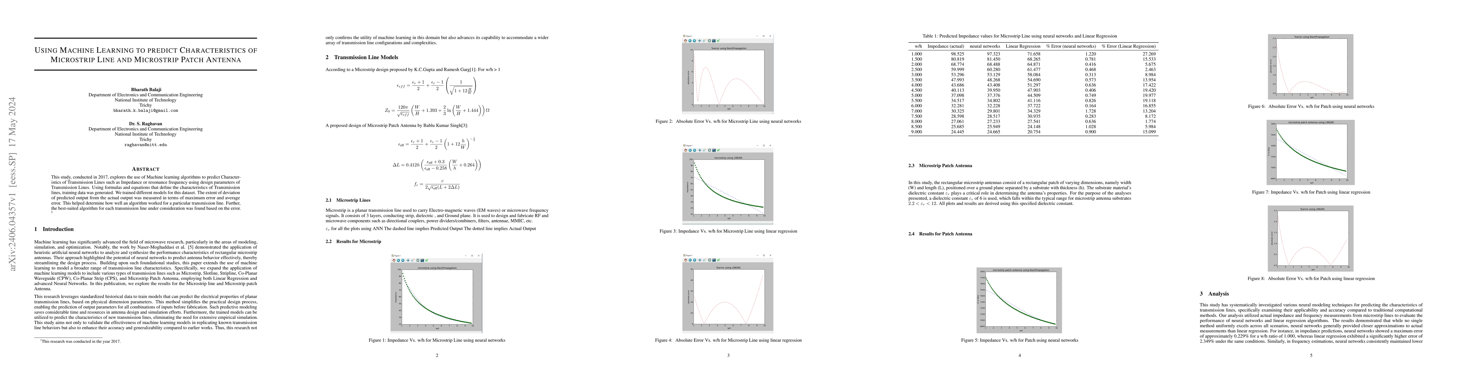 Thumbnail for Using Machine Learning to predict Characteristics of Microstrip Line and
  Microstrip Patch Antenna