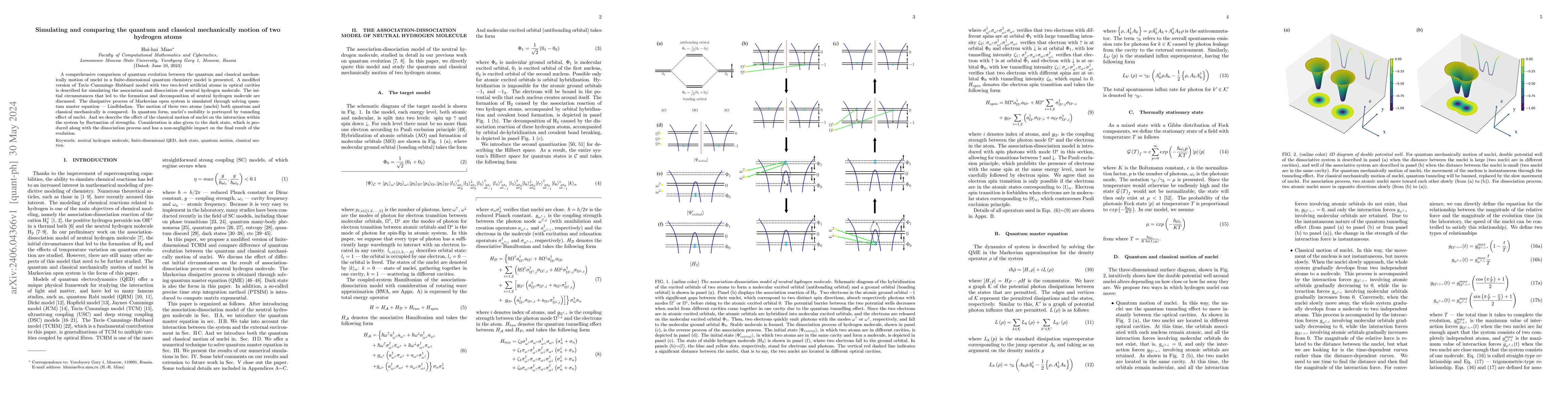 Thumbnail for Simulating and comparing the quantum and classical mechanically motion
  of two hydrogen atoms