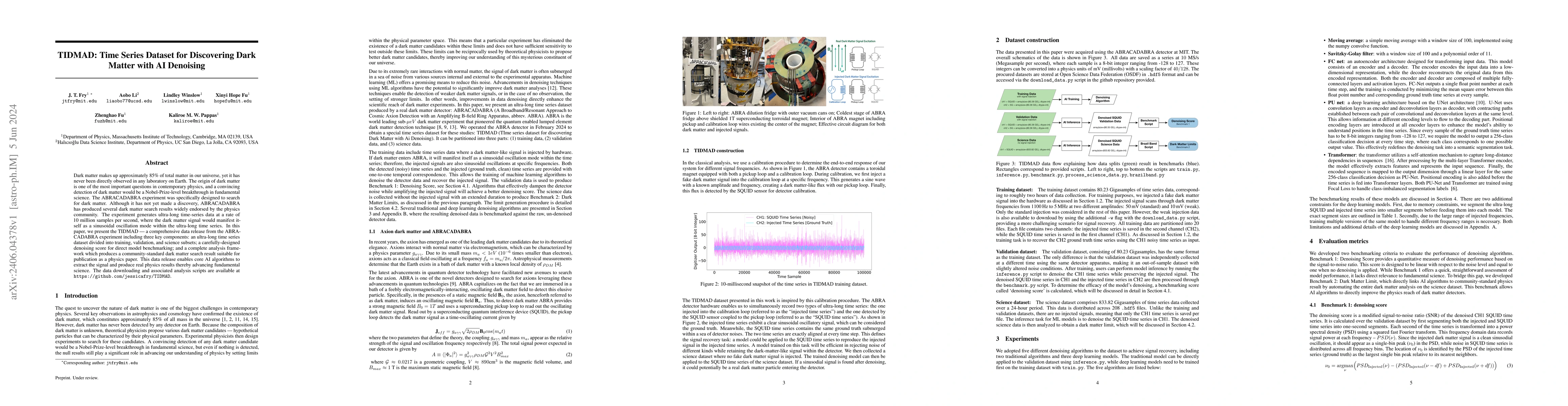 Thumbnail for TIDMAD: Time Series Dataset for Discovering Dark Matter with AI
  Denoising