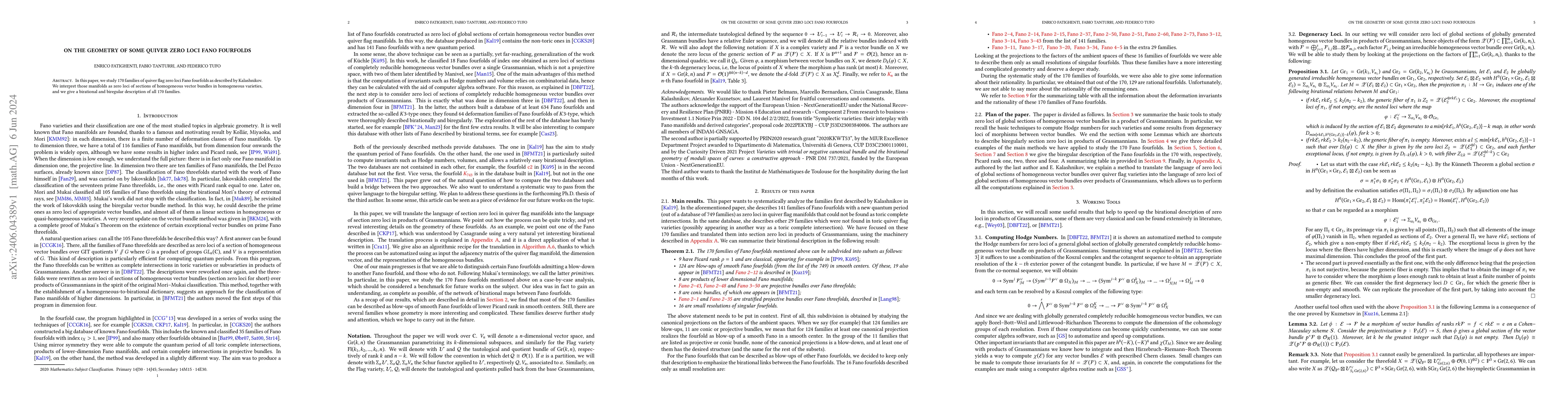 Thumbnail for On the geometry of some quiver zero loci Fano fourfolds (with an
  appendix by E. Kalashnikov and F. Tufo)