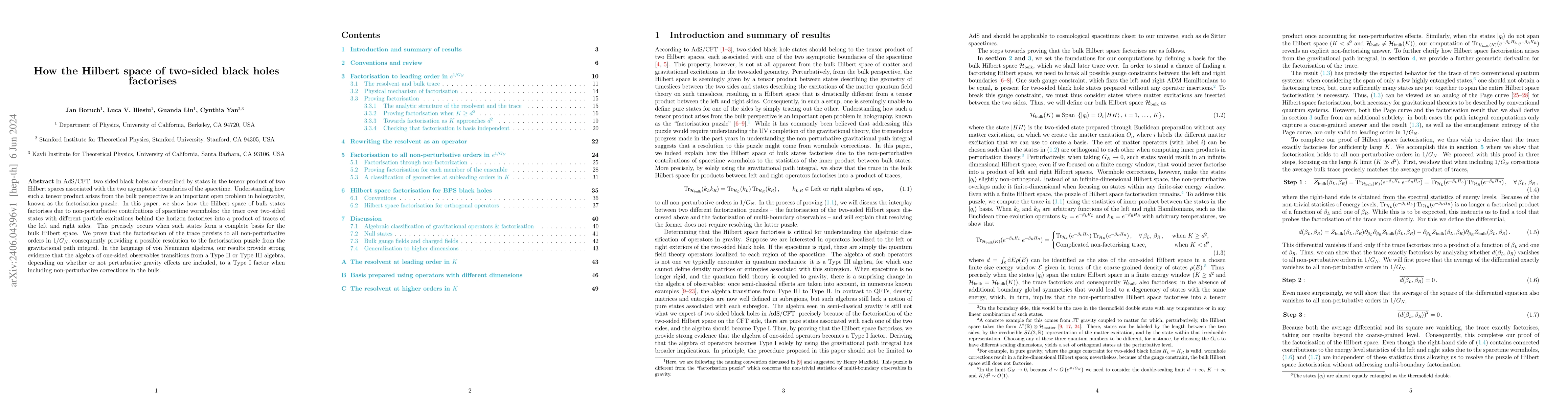 Thumbnail for How the Hilbert space of two-sided black holes factorises
