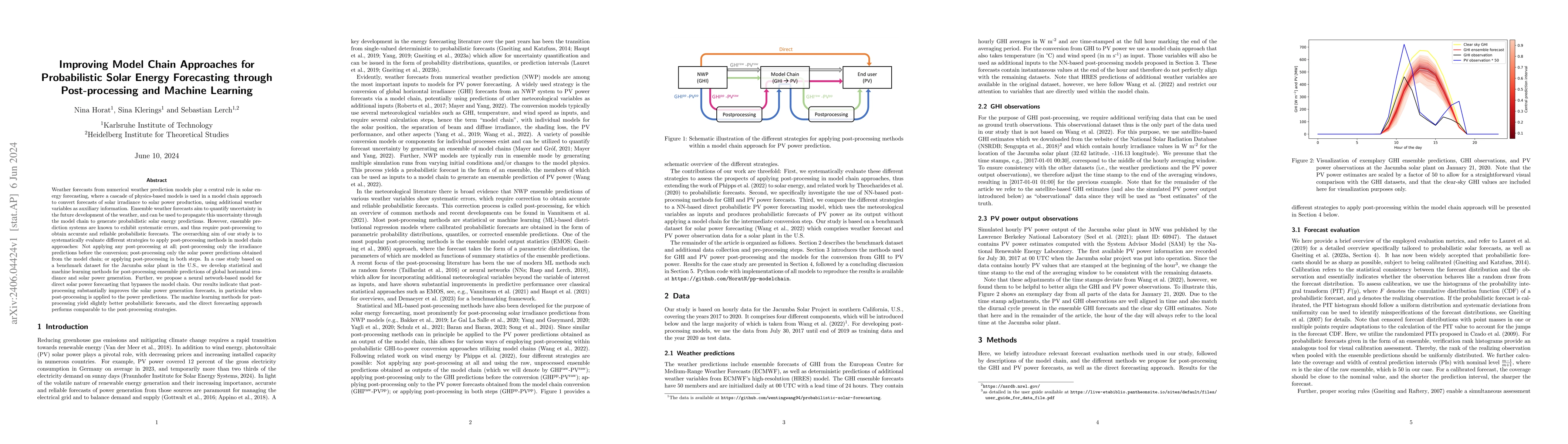 Thumbnail for Improving Model Chain Approaches for Probabilistic Solar Energy
  Forecasting through Post-processing and Machine Learning