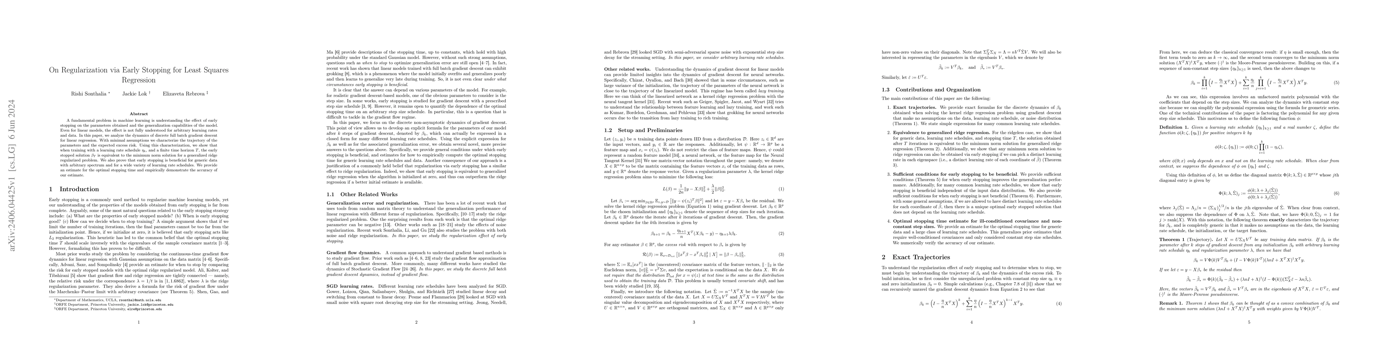 Thumbnail for On Regularization via Early Stopping for Least Squares Regression