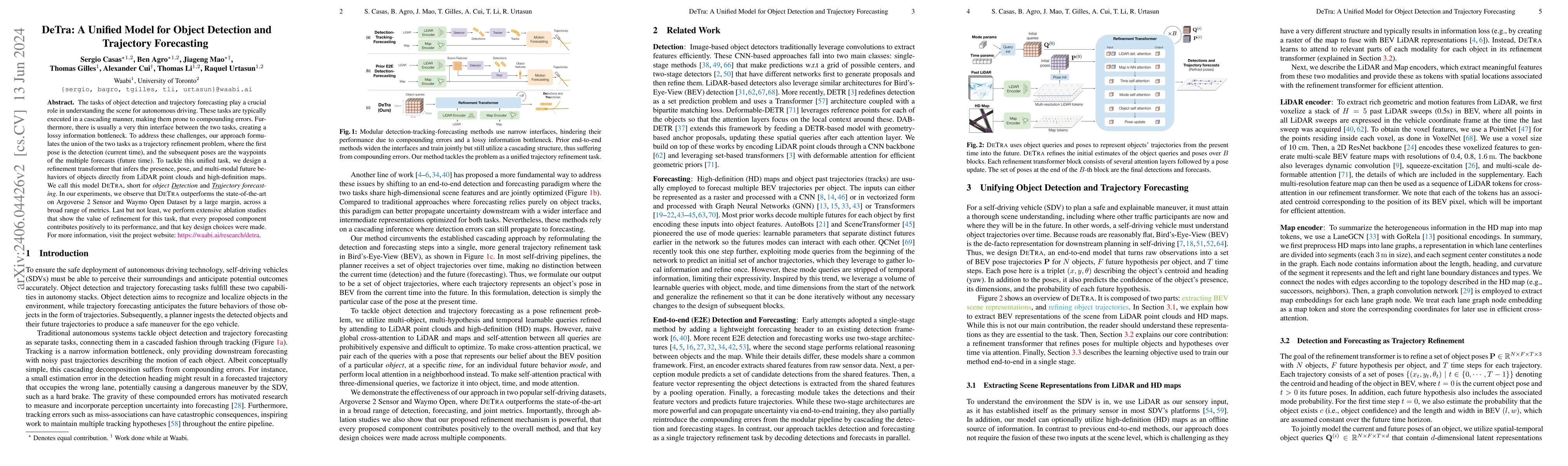 Thumbnail for DeTra: A Unified Model for Object Detection and Trajectory Forecasting