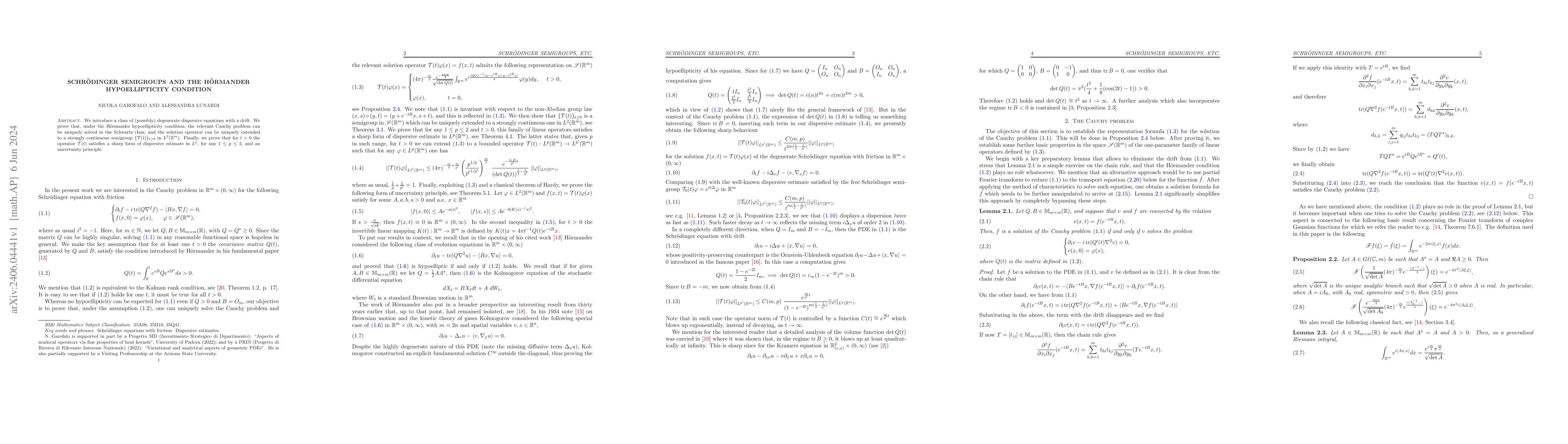 Thumbnail for Schr\"odinger semigroups and the H\"ormander hypoellipticity condition