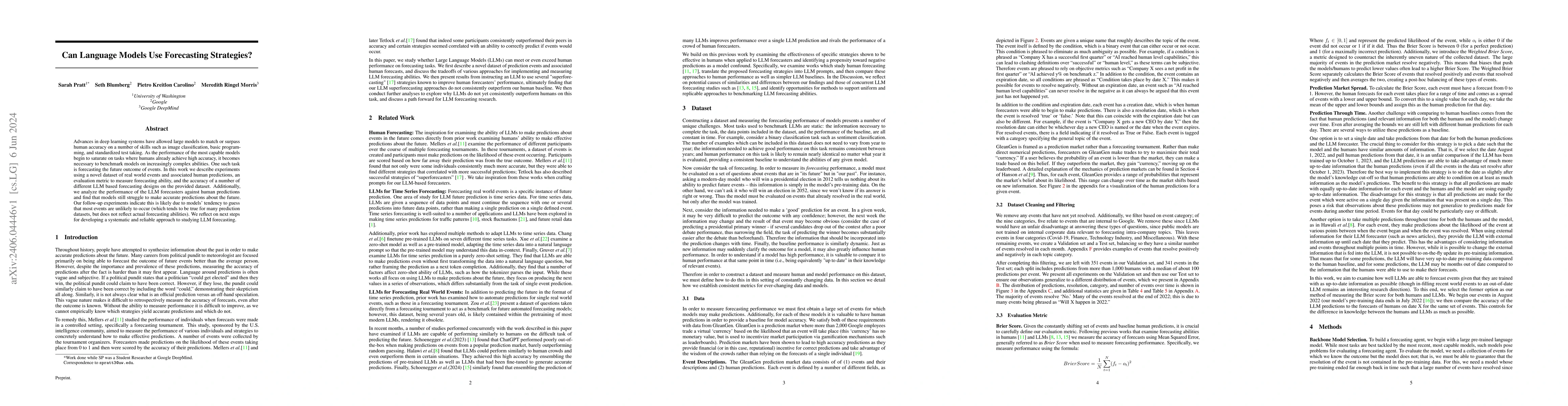 Thumbnail for Can Language Models Use Forecasting Strategies?