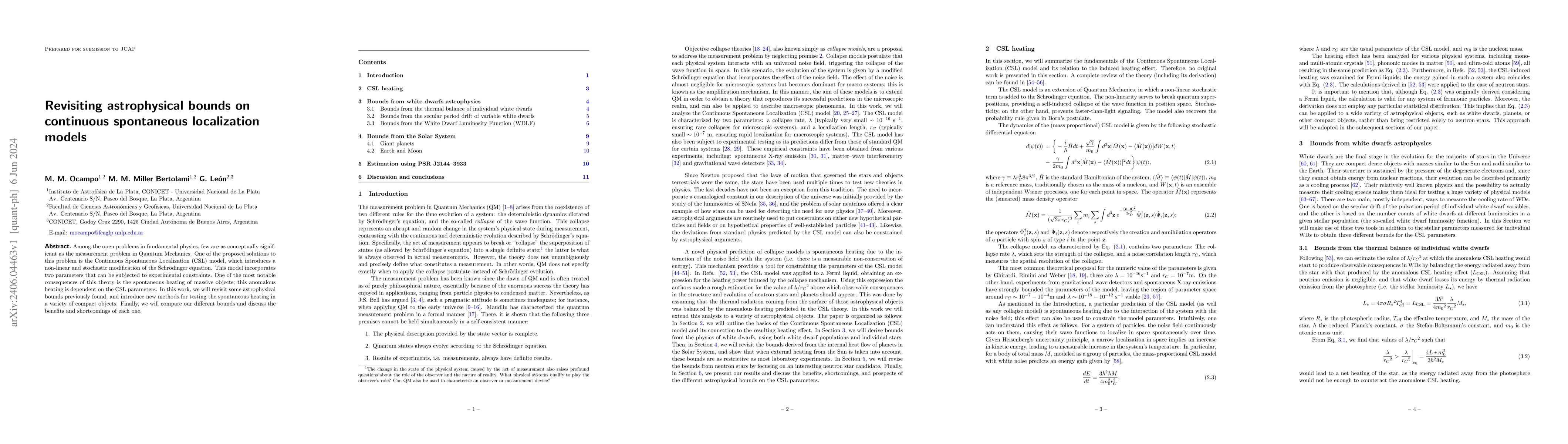 Thumbnail for Revisiting astrophysical bounds on continuous spontaneous localization
  models