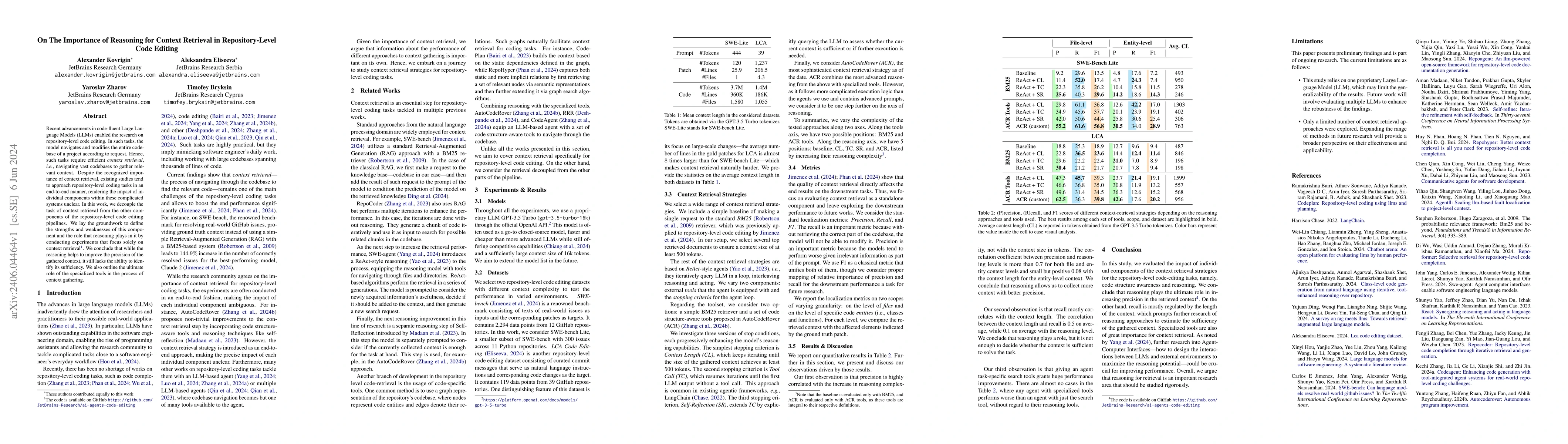 Thumbnail for On The Importance of Reasoning for Context Retrieval in Repository-Level
  Code Editing