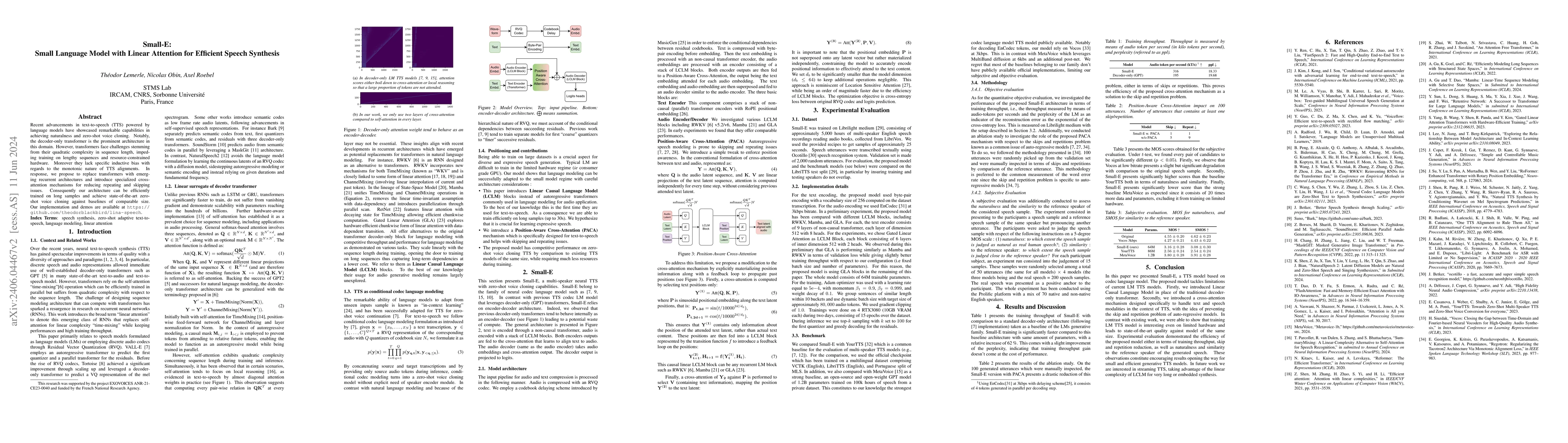 Thumbnail for Small-E: Small Language Model with Linear Attention for Efficient Speech
  Synthesis