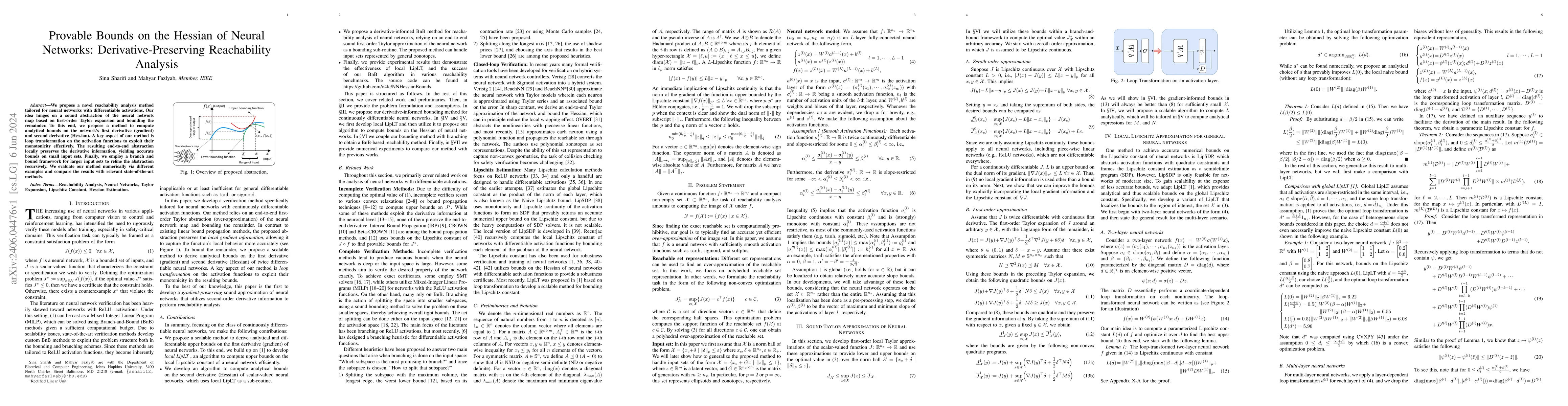 Thumbnail for Provable Bounds on the Hessian of Neural Networks: Derivative-Preserving
  Reachability Analysis
