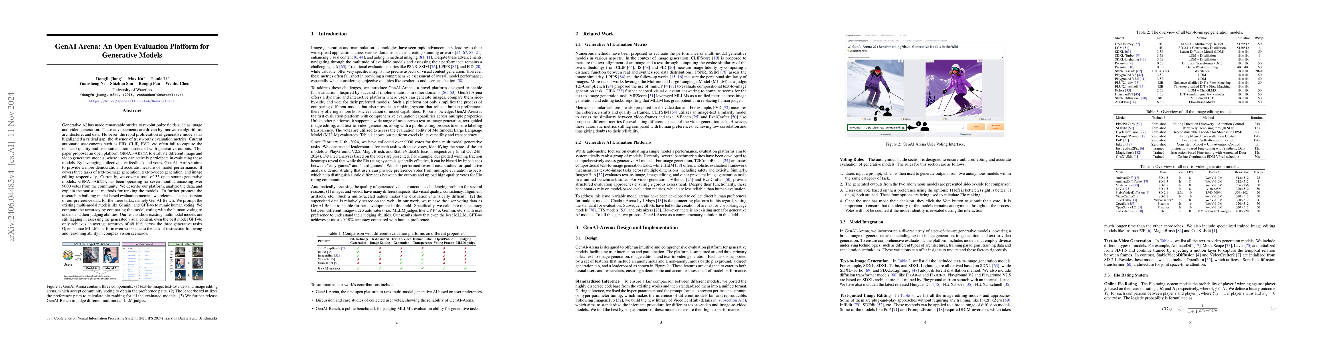 Thumbnail for GenAI Arena: An Open Evaluation Platform for Generative Models