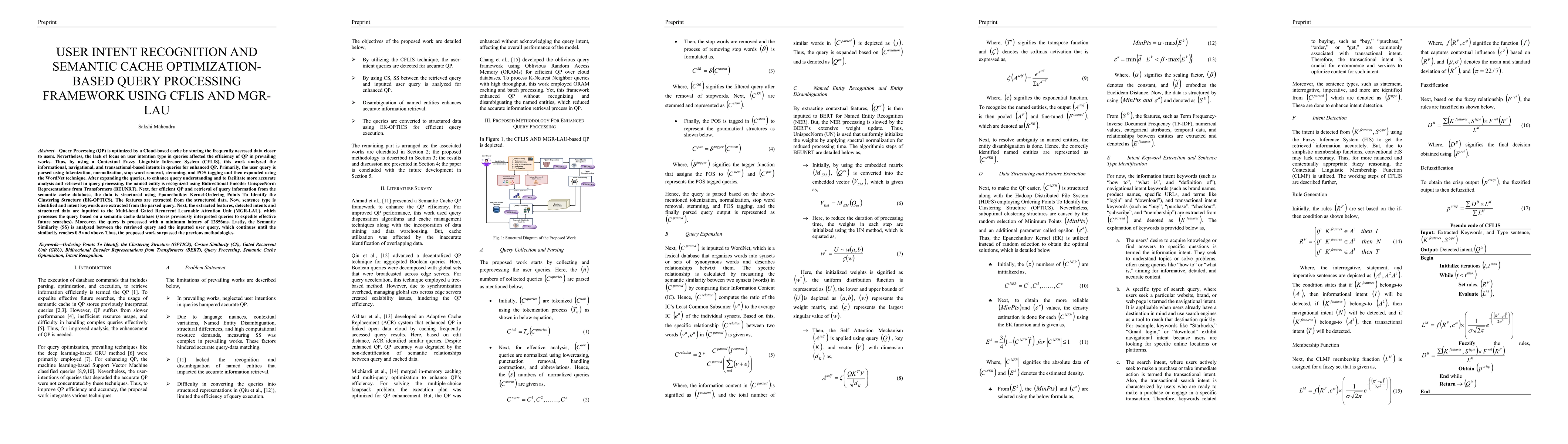 Thumbnail for User Intent Recognition and Semantic Cache Optimization-Based Query
  Processing Framework using CFLIS and MGR-LAU