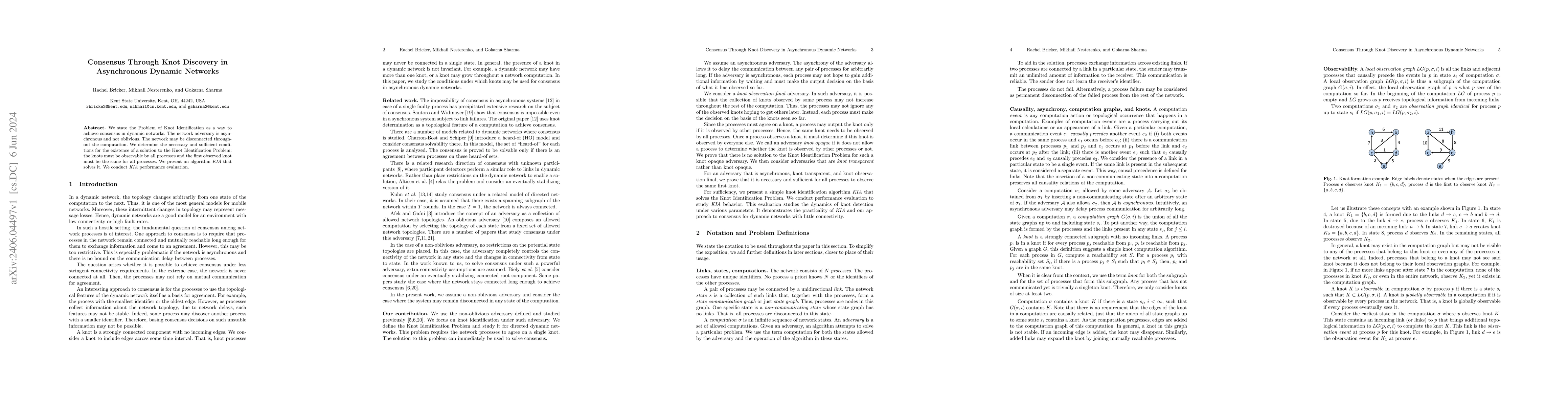 Thumbnail for Consensus Through Knot Discovery in Asynchronous Dynamic Networks
