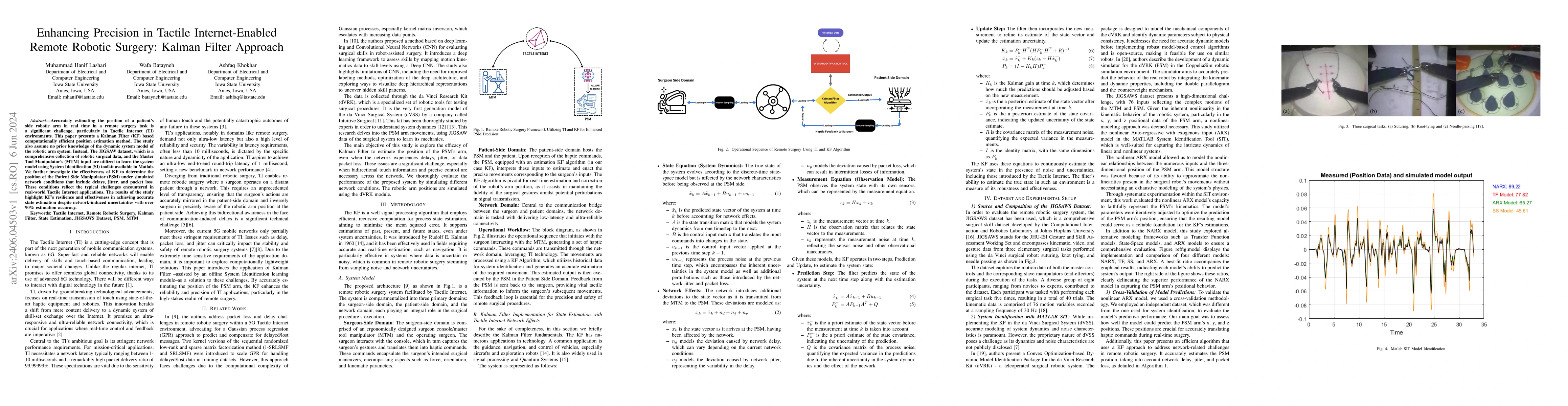 Thumbnail for Enhancing Precision in Tactile Internet-Enabled Remote Robotic Surgery:
  Kalman Filter Approach