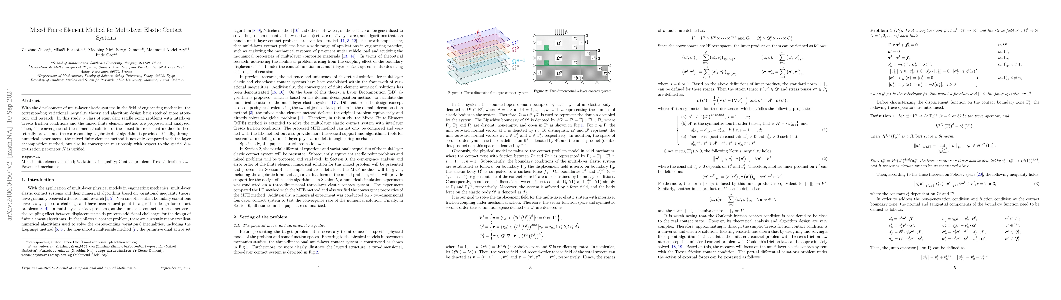 Thumbnail for Mixed Finite Element Method for Multi-layer Elastic Contact Systems