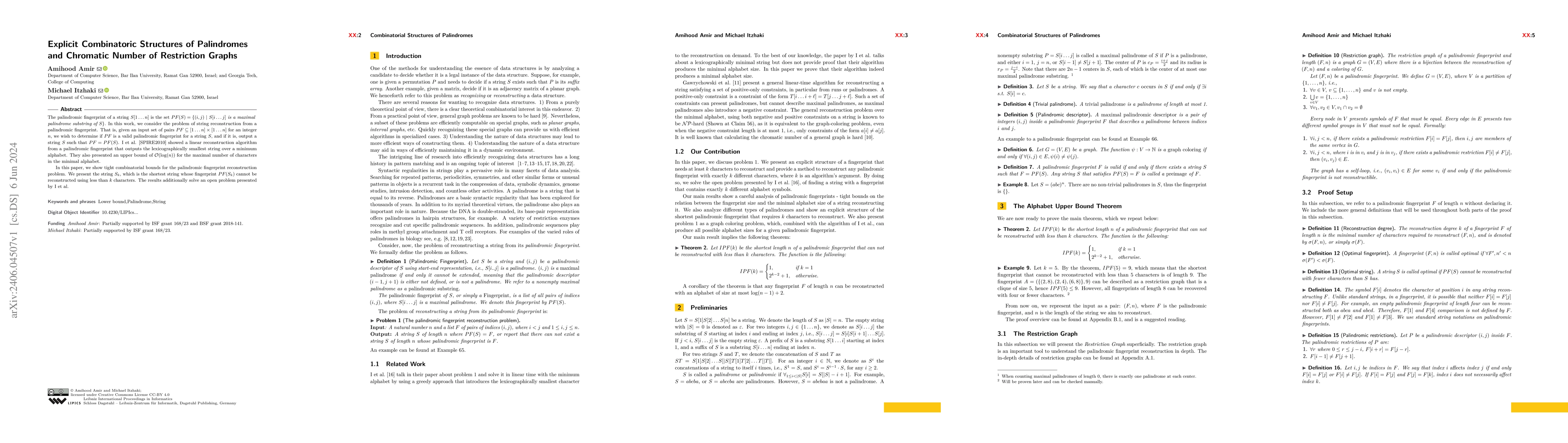 Thumbnail for Explicit Combinatoric Structures of Palindromes and Chromatic Number of
  Restriction Graphs
