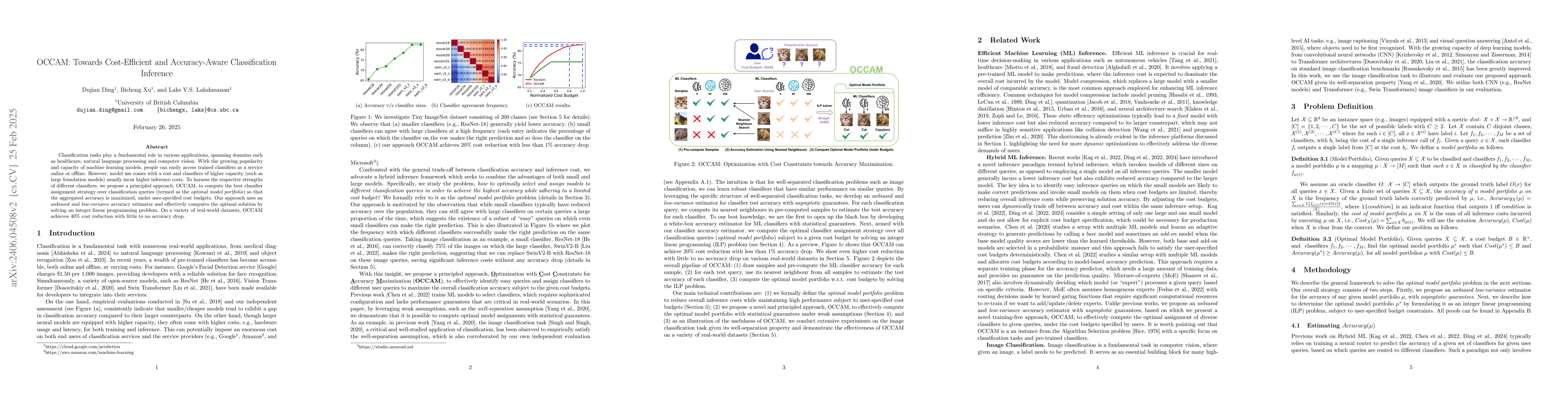 Thumbnail for OCCAM: Towards Cost-Efficient and Accuracy-Aware Image Classification
  Inference