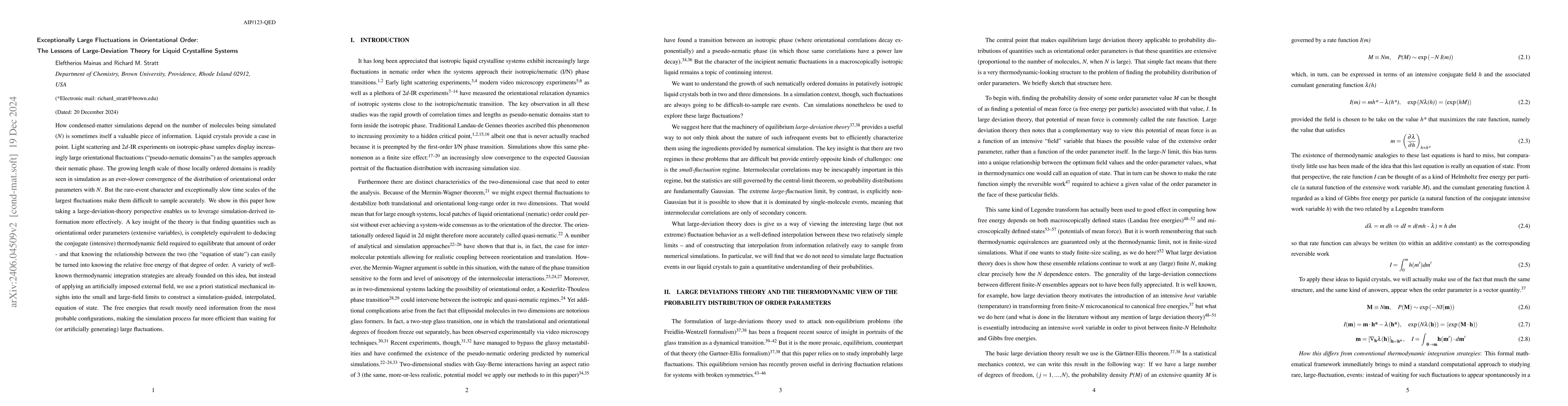 Thumbnail for Exceptionally Large Fluctuations in Orientational Order: The Lessons of
  Large-Deviation Theory for Liquid Crystalline Systems