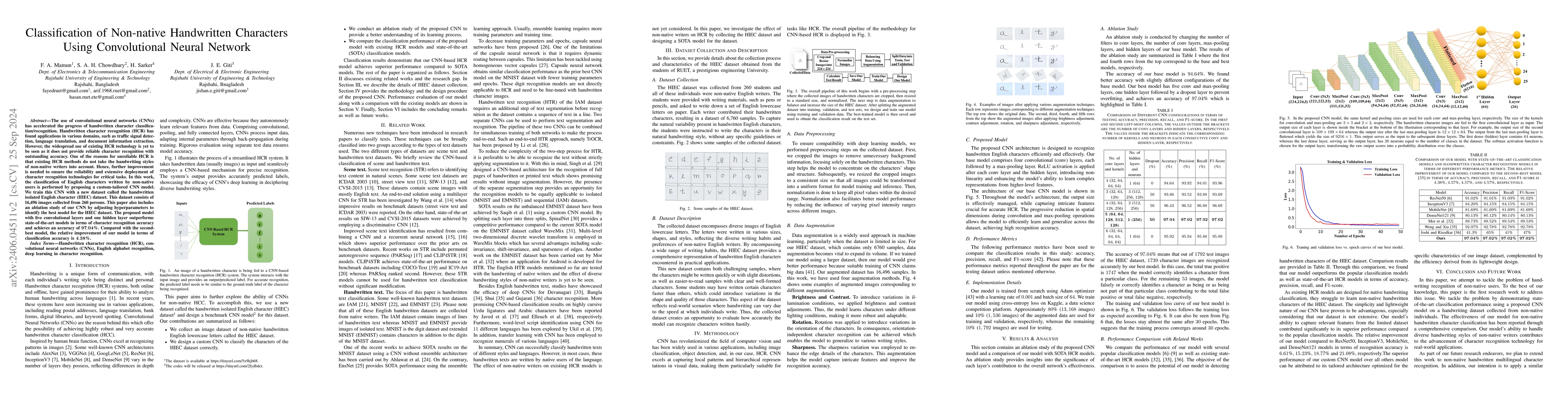 Thumbnail for Classification of Non-native Handwritten Characters Using Convolutional
  Neural Network