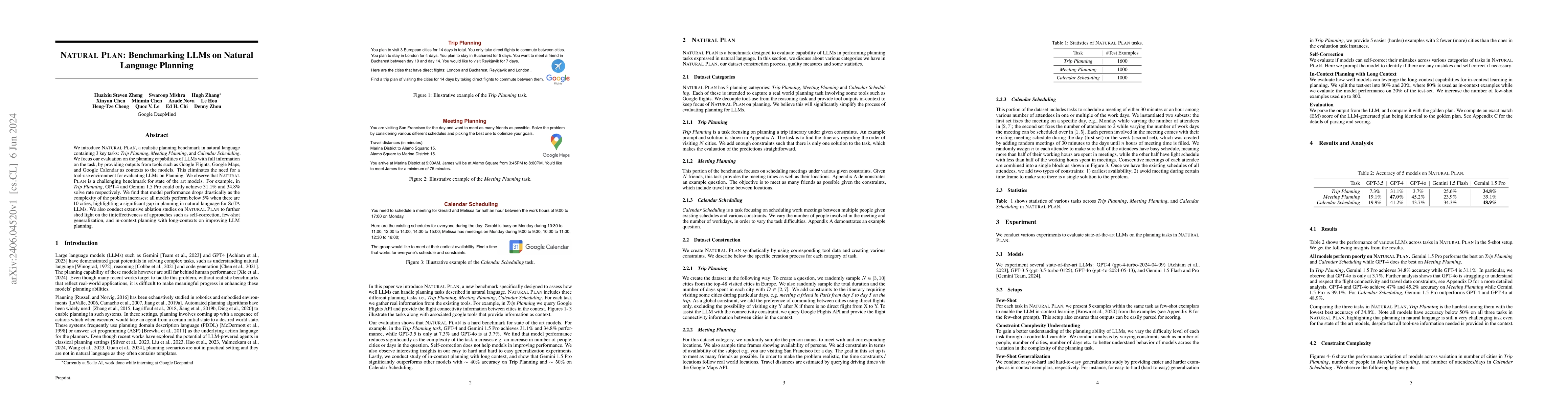 Thumbnail for NATURAL PLAN: Benchmarking LLMs on Natural Language Planning