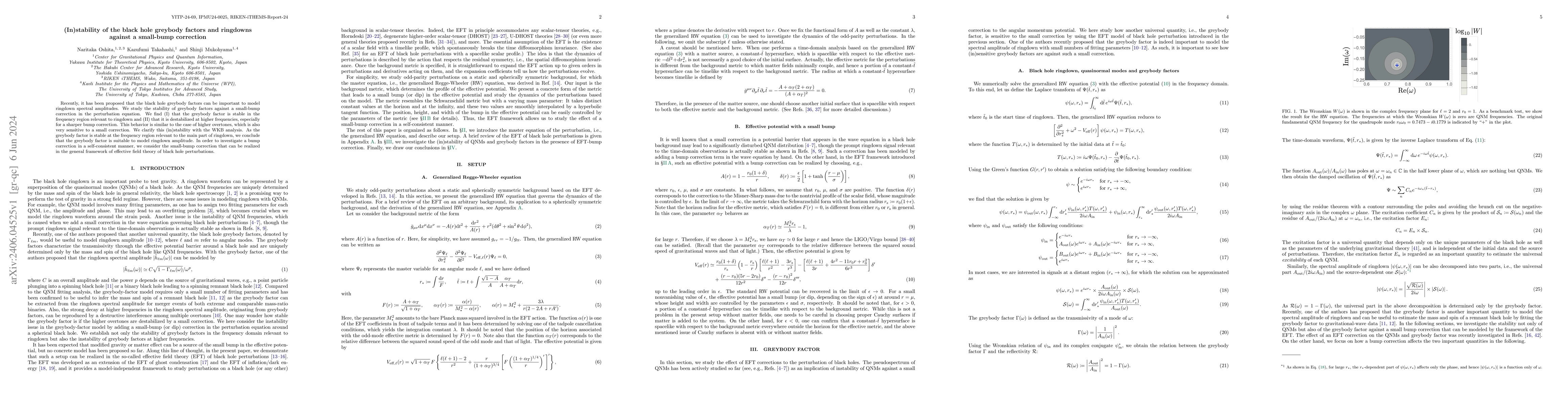Thumbnail for (In)stability of the black hole greybody factors and ringdowns against a
  small-bump correction