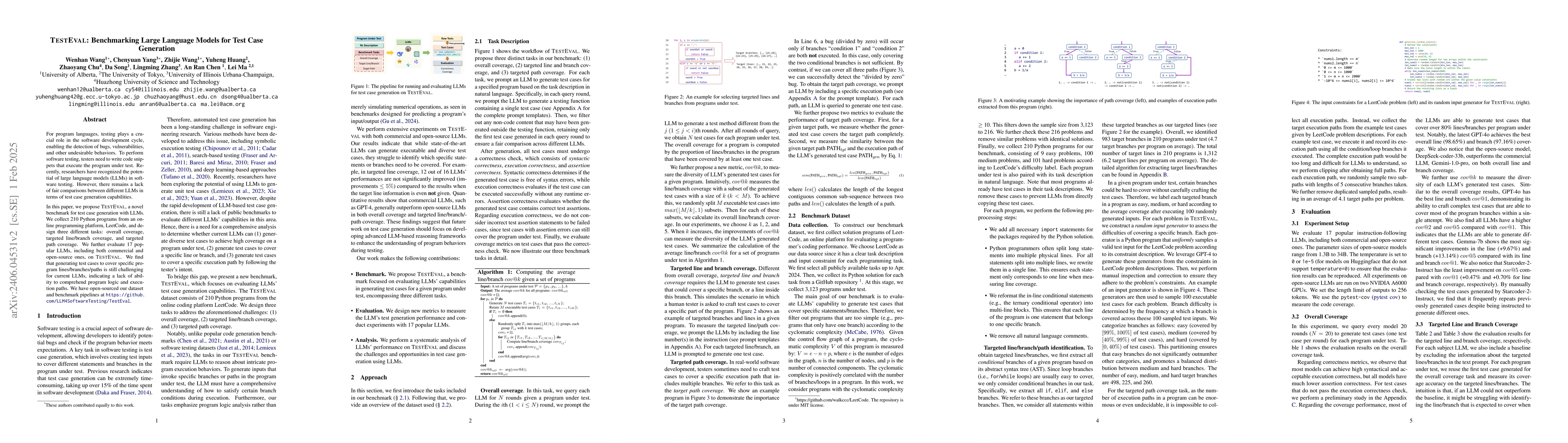Thumbnail for TESTEVAL: Benchmarking Large Language Models for Test Case Generation