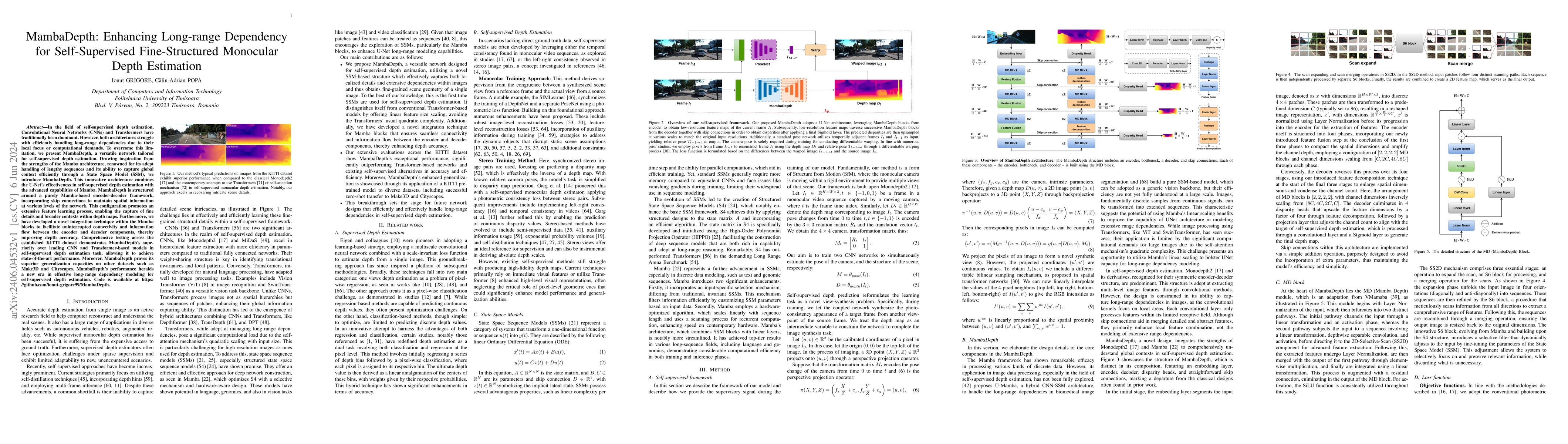 Thumbnail for MambaDepth: Enhancing Long-range Dependency for Self-Supervised
  Fine-Structured Monocular Depth Estimation