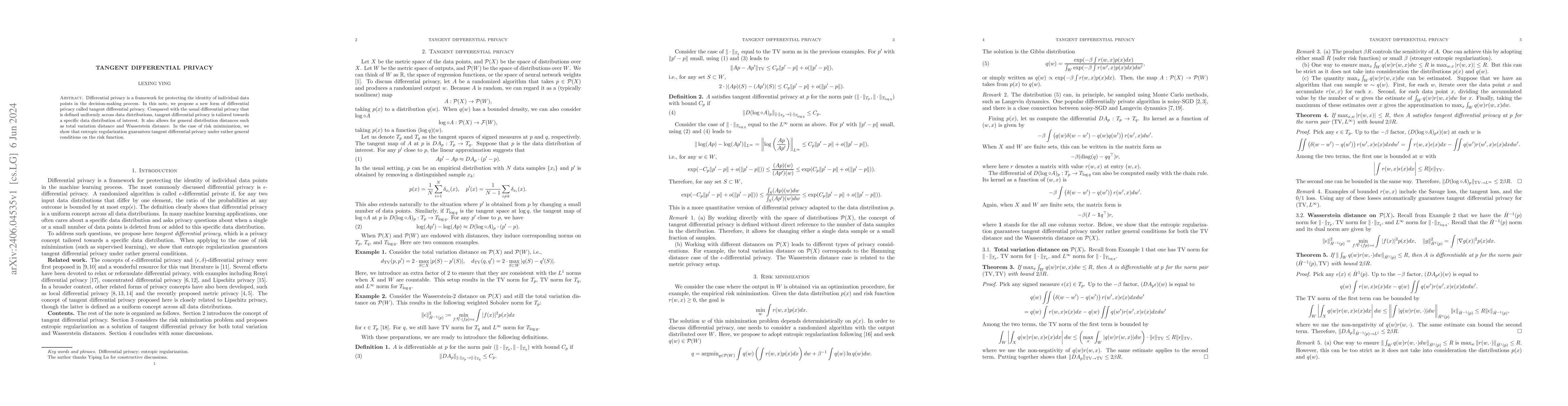 Thumbnail for Tangent differential privacy