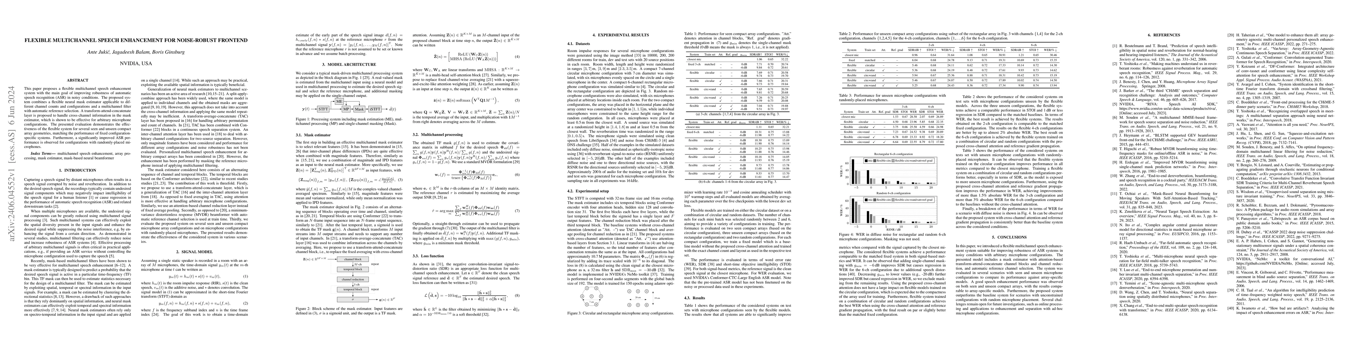 Thumbnail for Flexible Multichannel Speech Enhancement for Noise-Robust Frontend