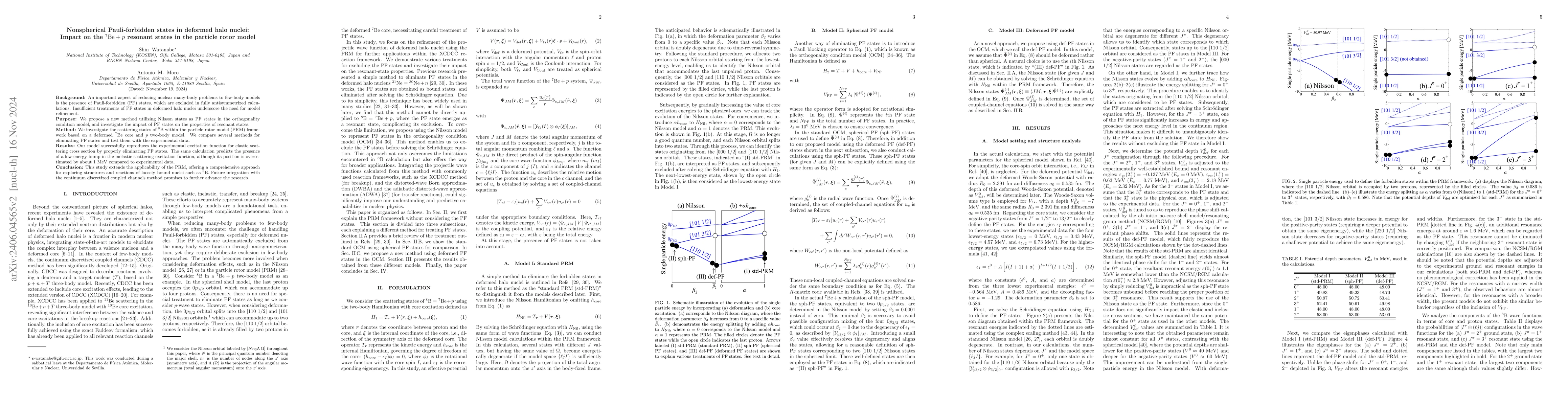 Thumbnail for Non-Spherical Pauli Forbidden States in Deformed Halo Nuclei: Impact on
  the ${}^7\mathrm{Be}+p$ Resonant States in the Particle Rotor Model