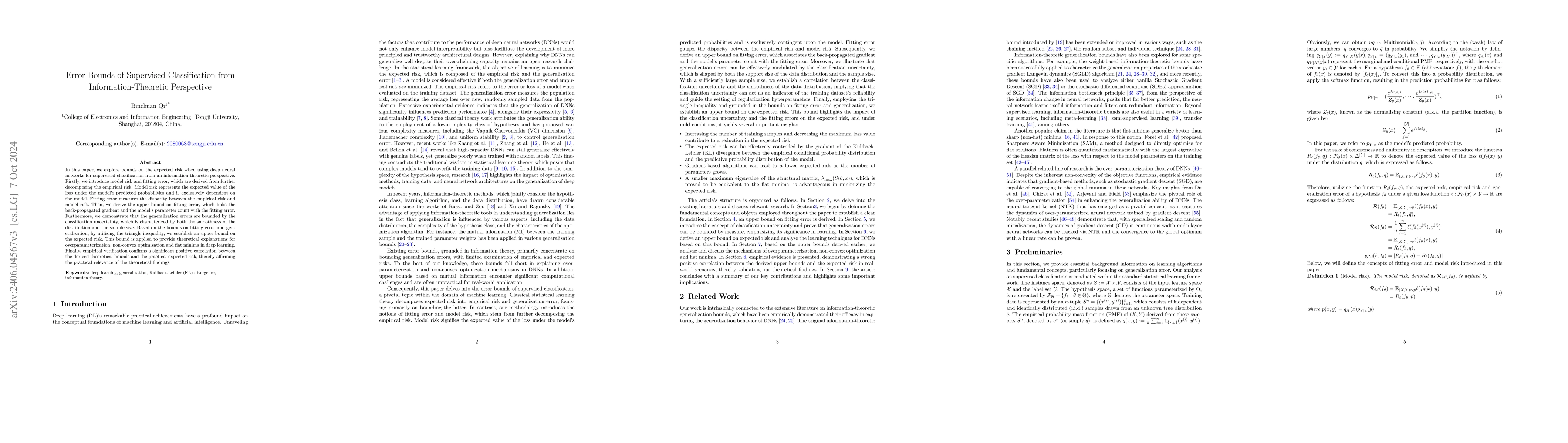 Thumbnail for Error Bounds of Supervised Classification from Information-Theoretic
  Perspective
