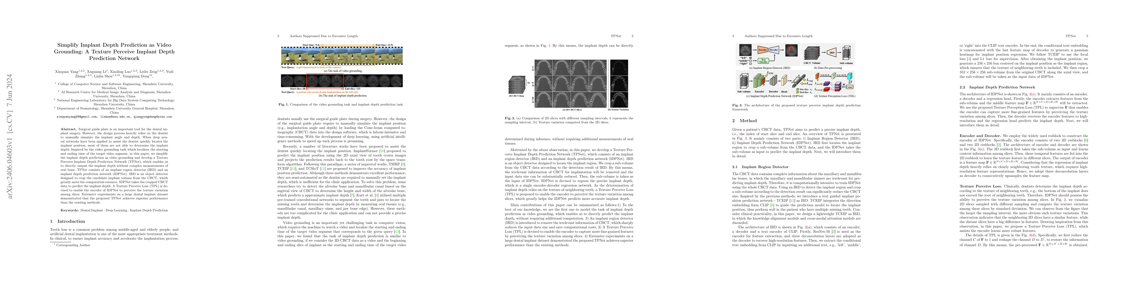 Thumbnail for Simplify Implant Depth Prediction as Video Grounding: A Texture Perceive
  Implant Depth Prediction Network