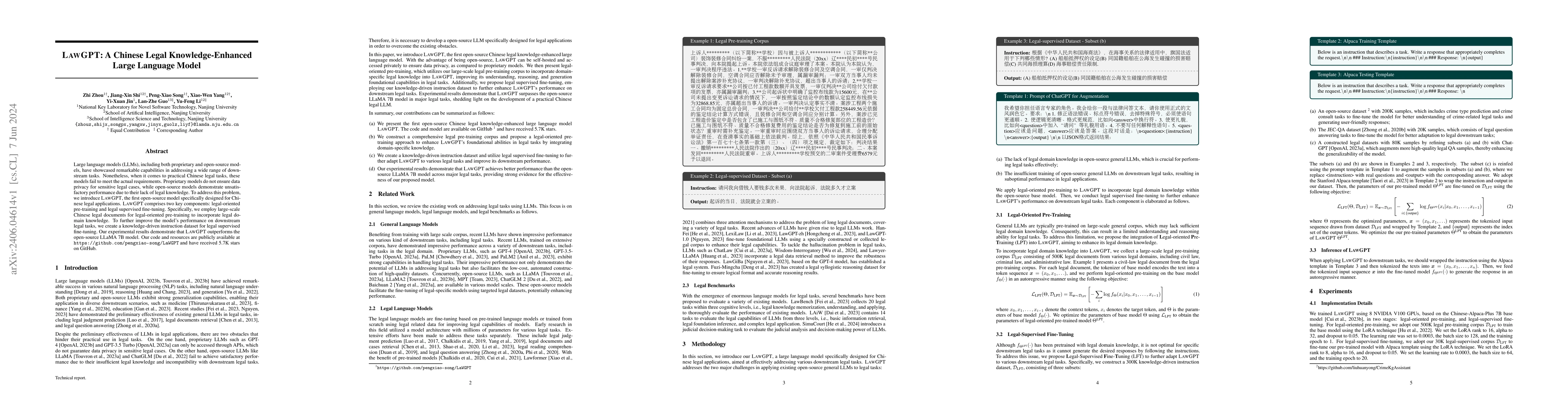Thumbnail for LawGPT: A Chinese Legal Knowledge-Enhanced Large Language Model