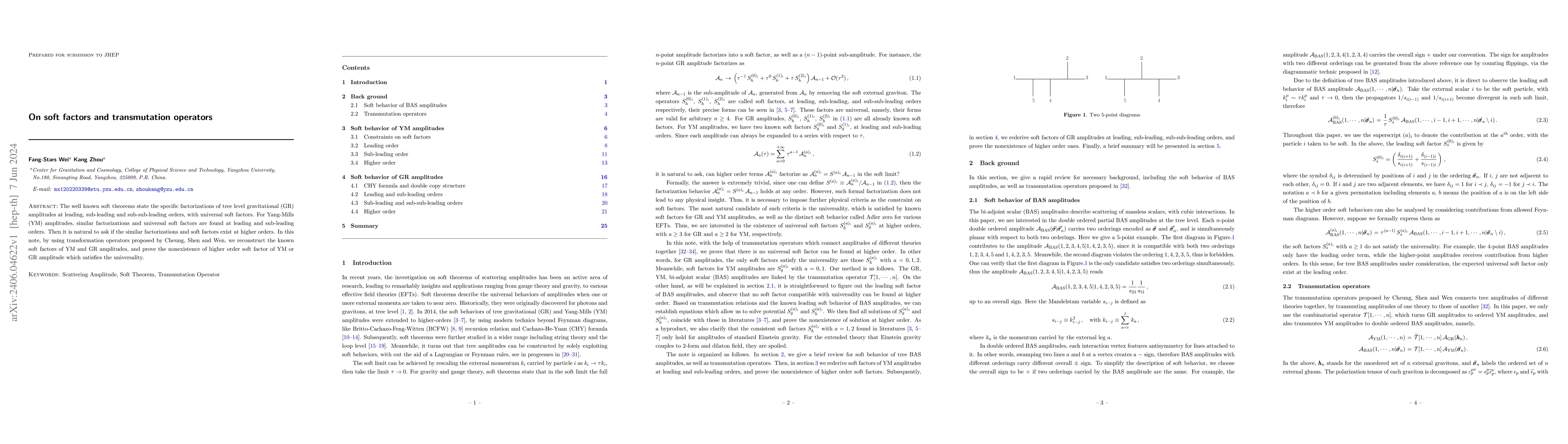 Thumbnail for On soft factors and transmutation operators