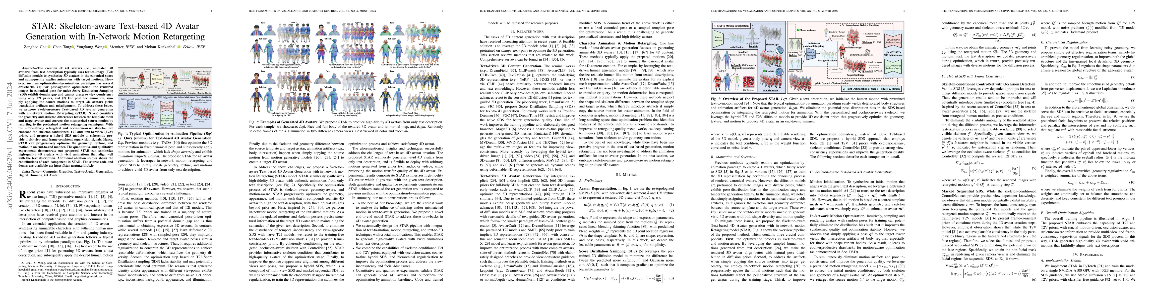 Thumbnail for STAR: Skeleton-aware Text-based 4D Avatar Generation with In-Network
  Motion Retargeting