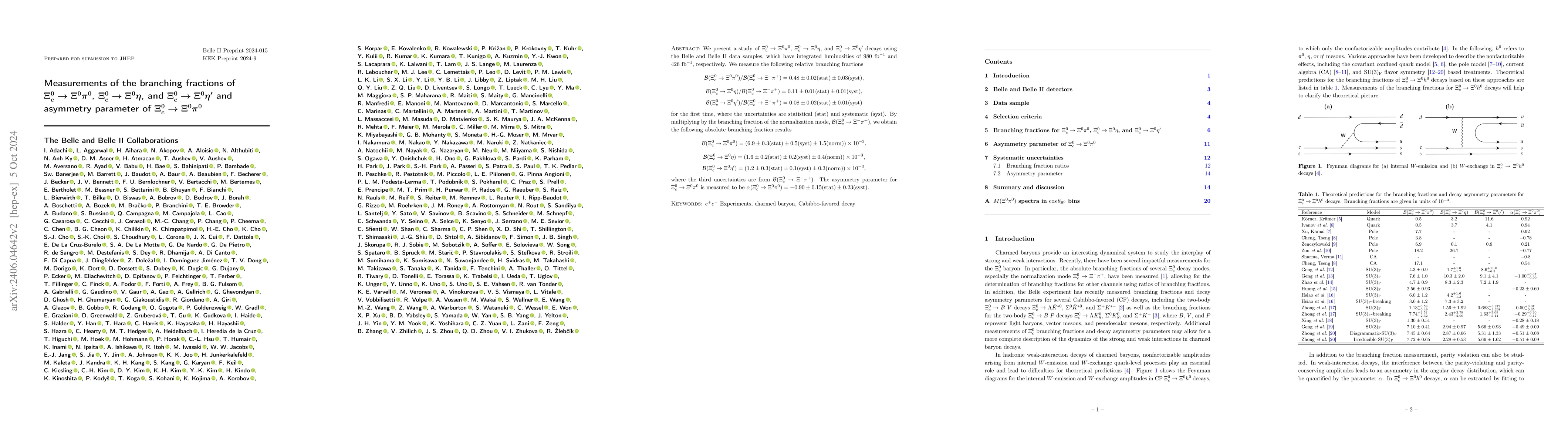 Thumbnail for Measurements of the branching fractions of
  $\Xi_{c}^{0}\to\Xi^{0}\pi^{0}$, $\Xi_{c}^{0}\to\Xi^{0}\eta$, and
  $\Xi_{c}^{0}\to\Xi^{0}\eta^{\prime}$ and asymmetry parameter of
  $\Xi_{c}^{0}\to\Xi^{0}\pi^{0}$