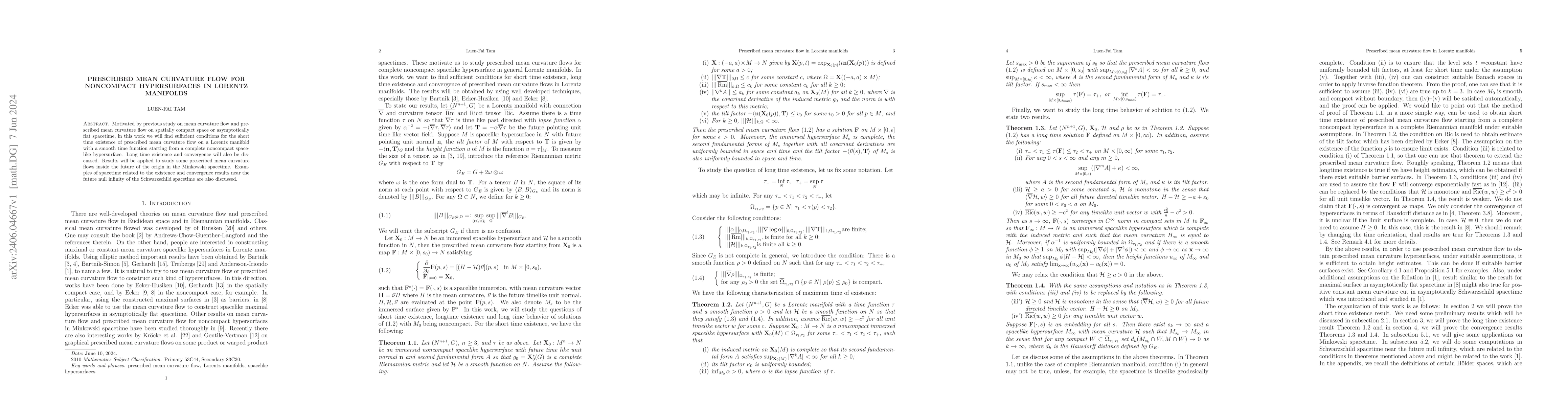 Thumbnail for Prescribed mean curvature flow for noncompact hypersurfaces in Lorentz
  manifolds