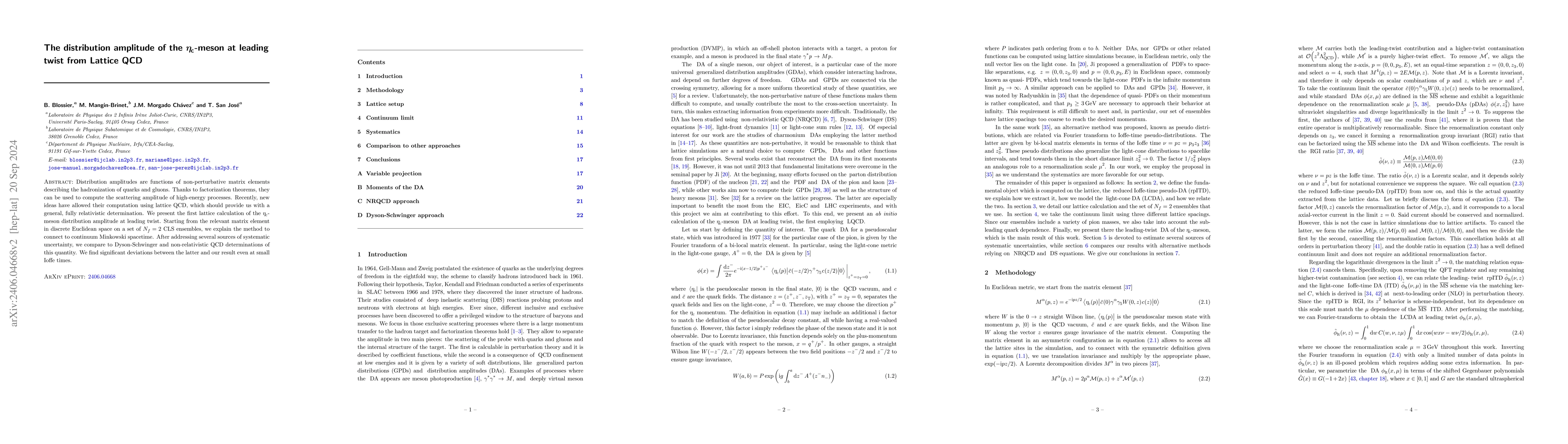 Thumbnail for The distribution amplitude of the $\eta_c$-meson at leading twist from
  Lattice QCD