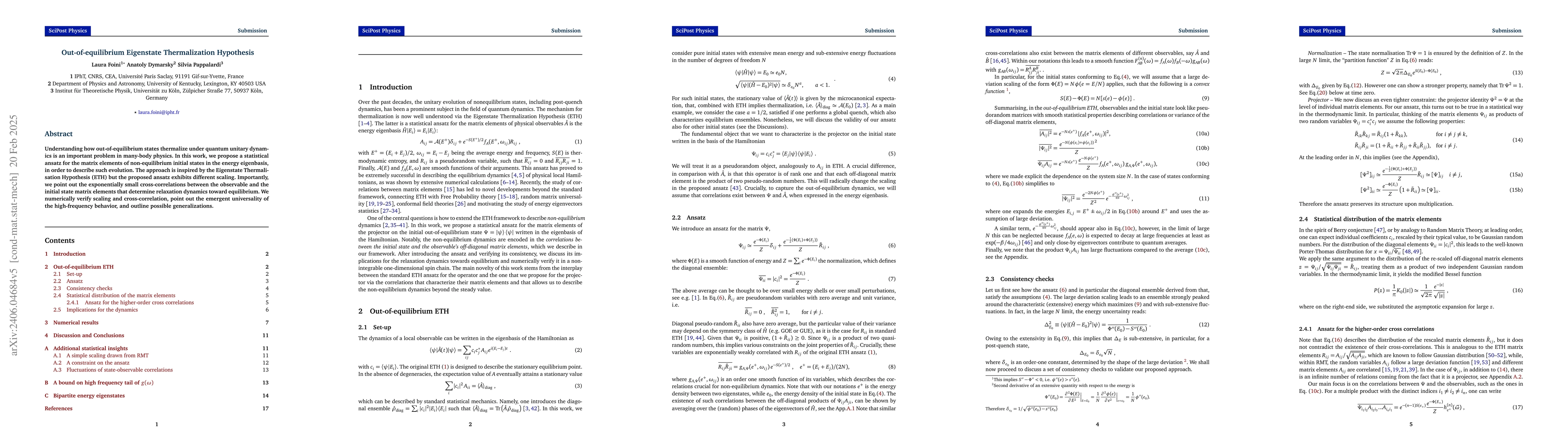 Thumbnail for Out-of-equilibrium Eigenstate Thermalization Hypothesis