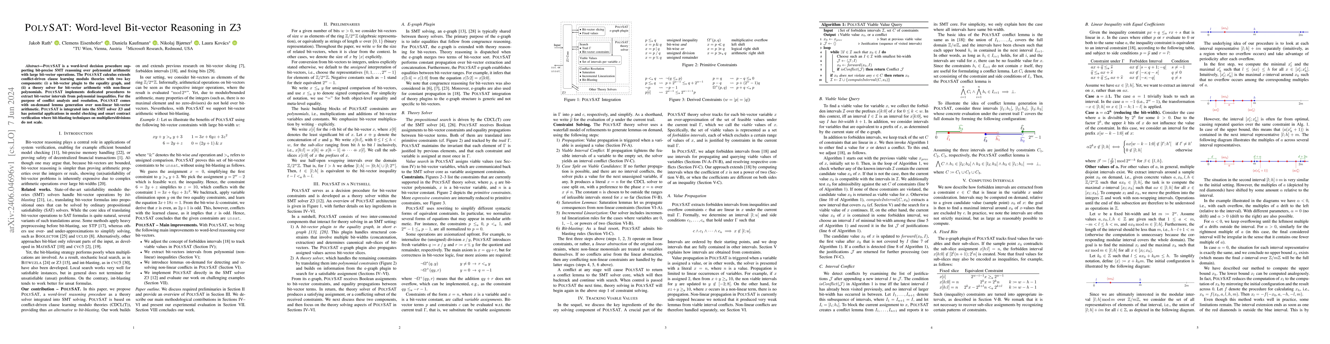 Thumbnail for PolySAT: Word-level Bit-vector Reasoning in Z3