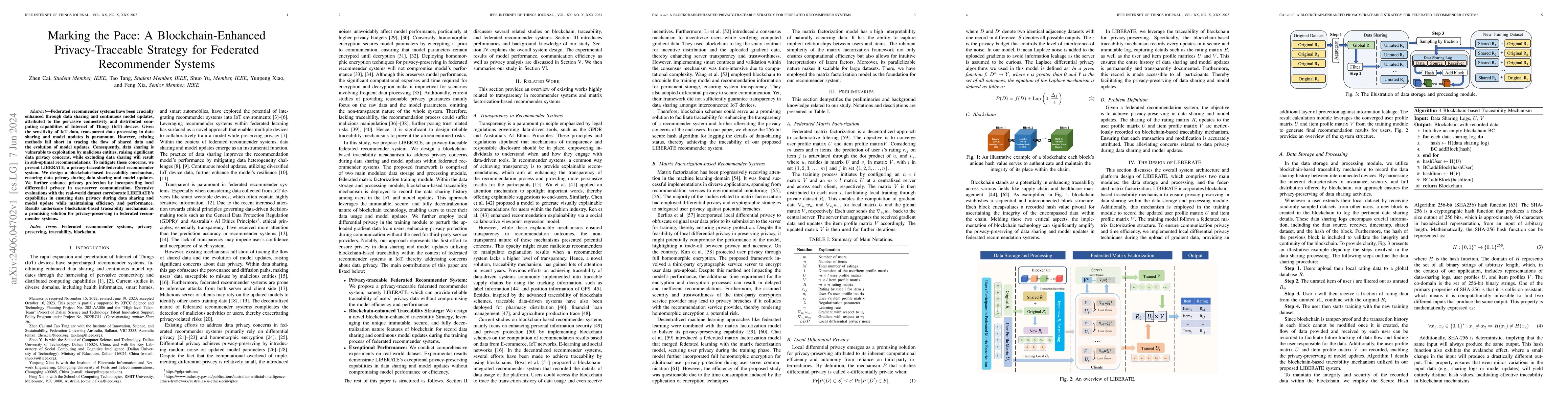 Thumbnail for Marking the Pace: A Blockchain-Enhanced Privacy-Traceable Strategy for
  Federated Recommender Systems