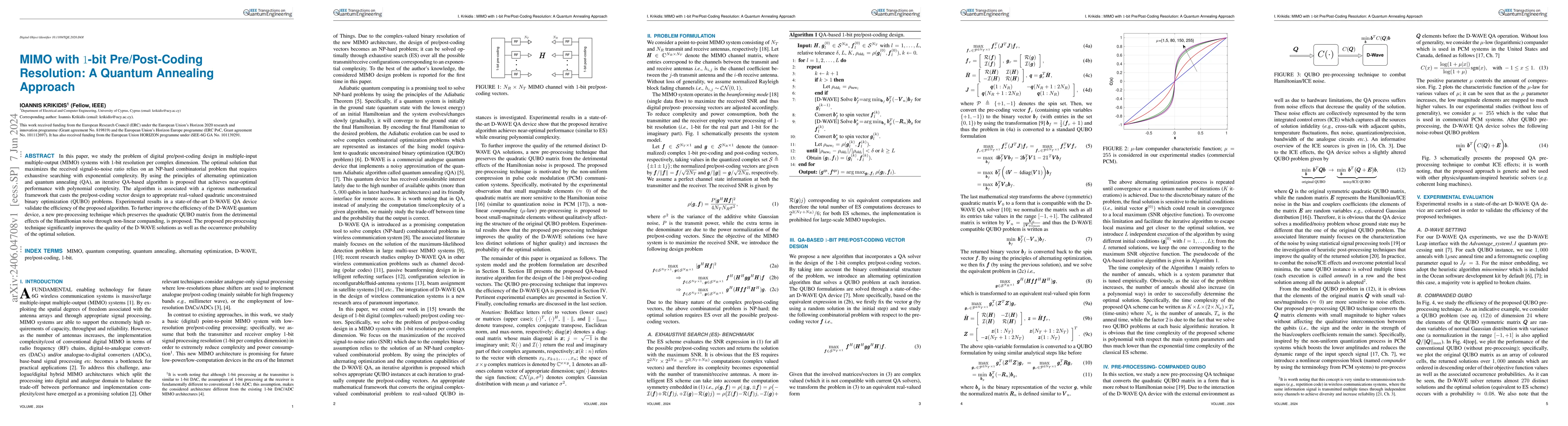 Thumbnail for MIMO with 1-bit Pre/Post-Coding Resolution: A Quantum Annealing Approach