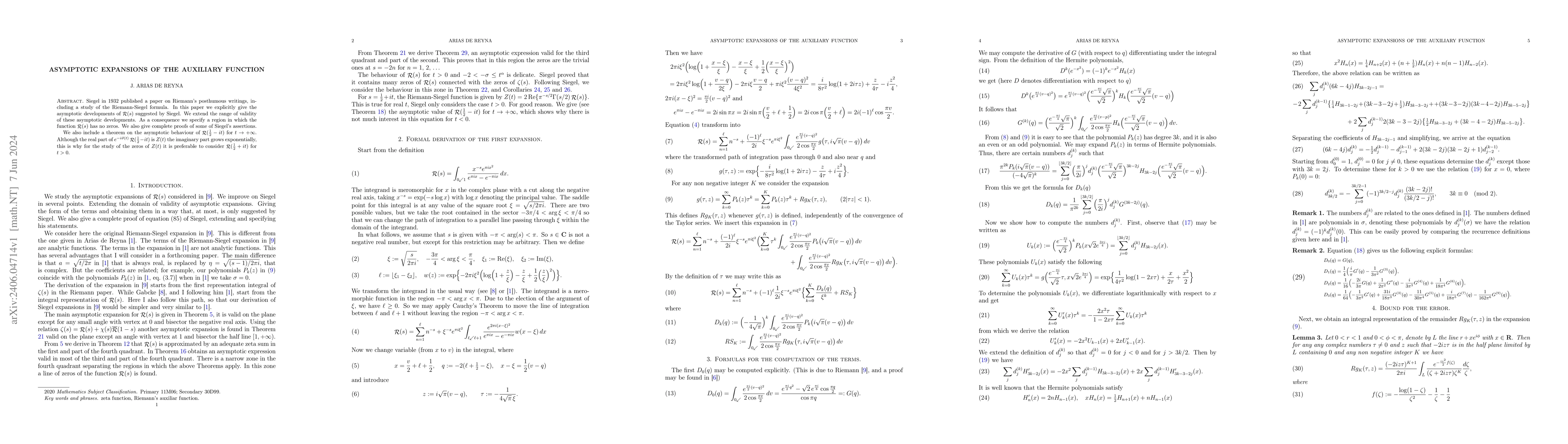 Thumbnail for Asymptotic Expansions of the auxiliary function