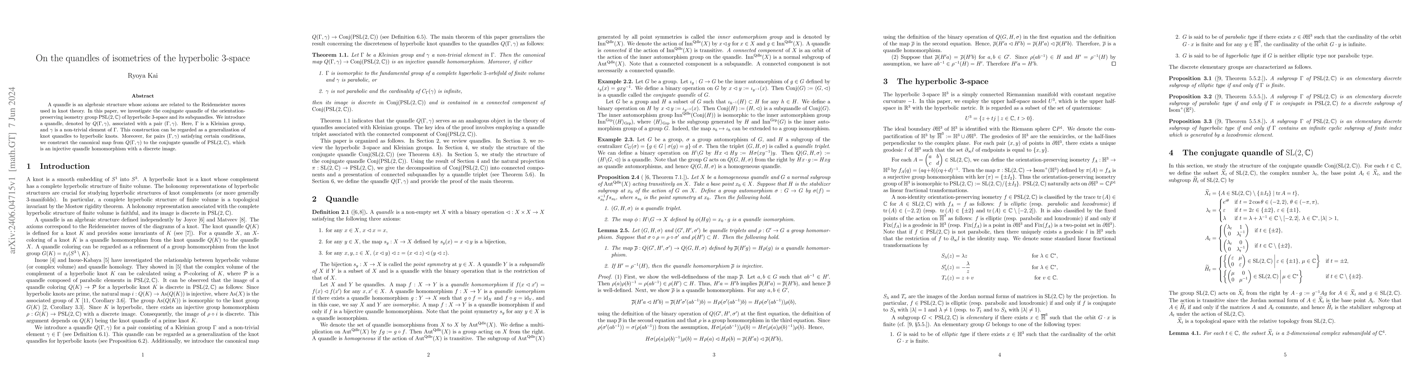 Thumbnail for On the quandles of isometries of the hyperbolic 3-space