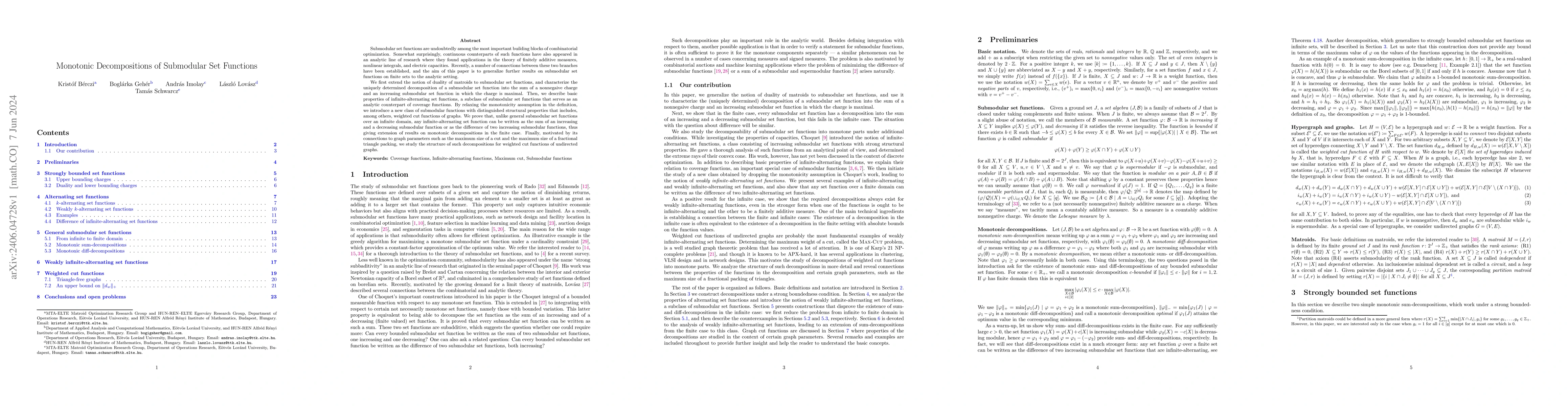 Thumbnail for Monotonic Decompositions of Submodular Set Functions
