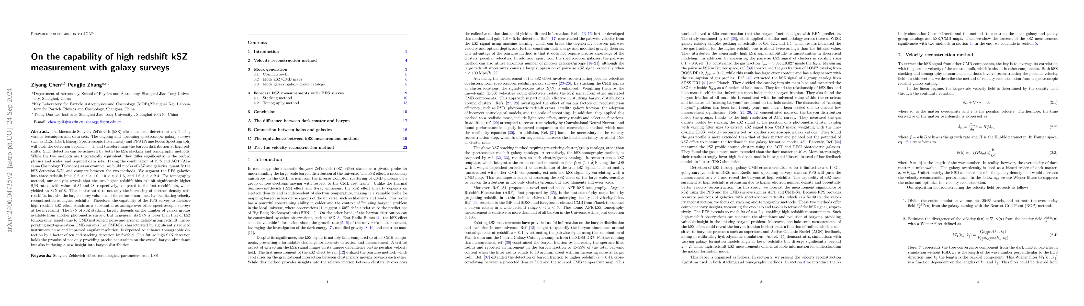Thumbnail for On the capability of high redshift kSZ measurement with galaxy surveys