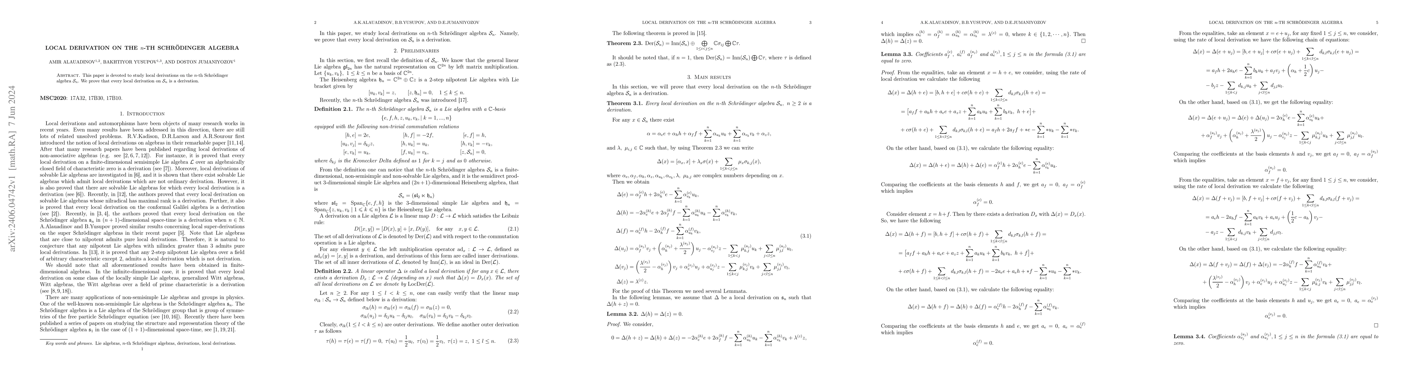 Thumbnail for Local derivation on the $n$-th Schr{\"o}dinger algebra
